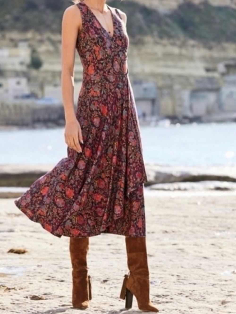 Peruvian Connection Barrakka Faux Wrap V Neck Dress